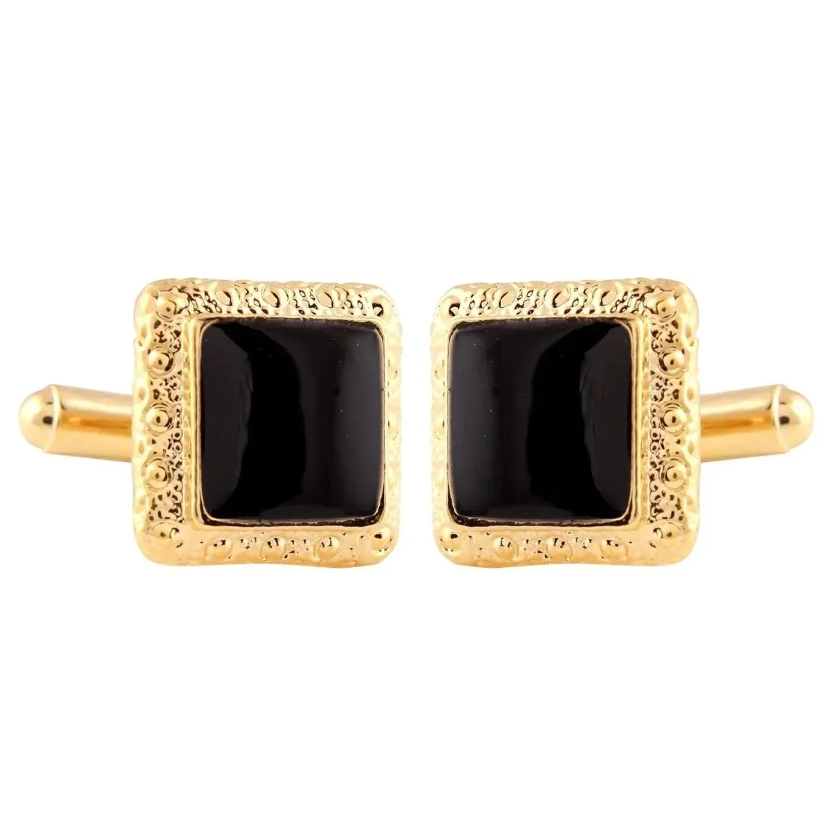 Sleek Black Enamel Square Cufflinks in a Presentation Gift Box