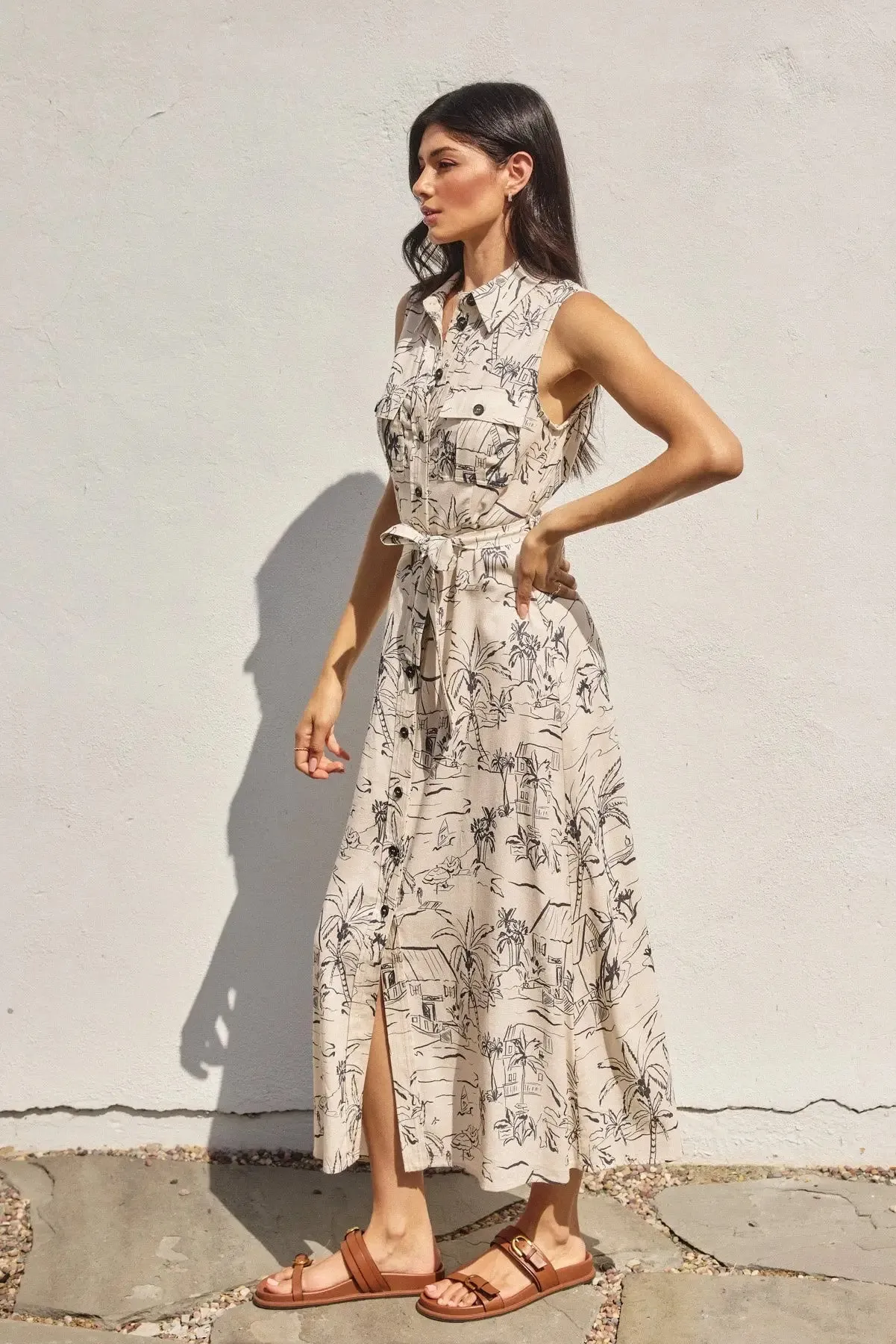 SLEEVELESS SHIRT DRESS