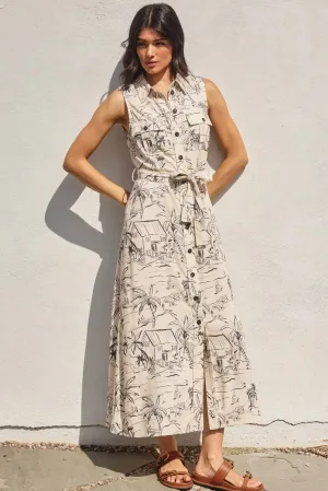SLEEVELESS SHIRT DRESS