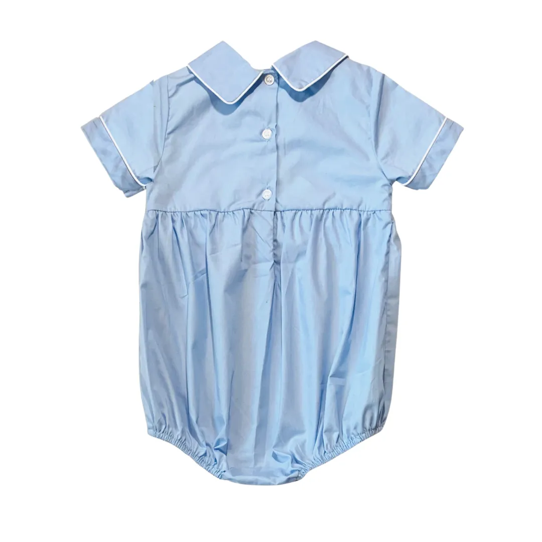 Smocked Bubble with Collar - Baby Blue