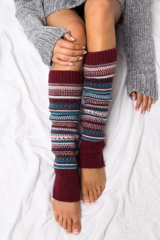 Soft Spun Acrylic Fair Isle Leg Warmers