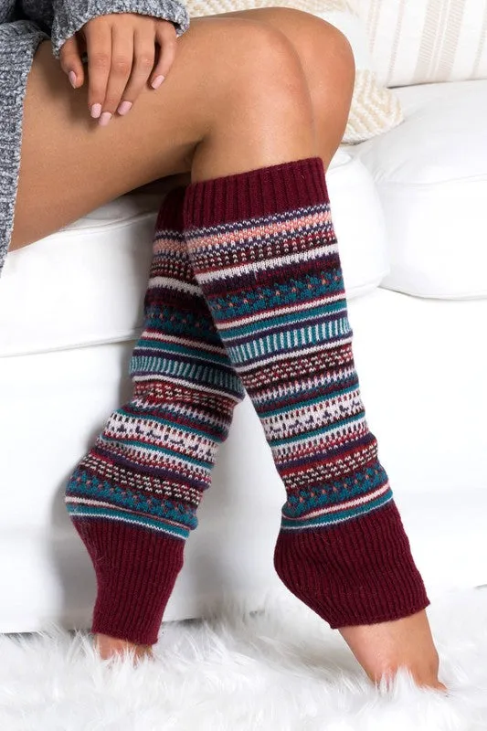 Soft Spun Acrylic Fair Isle Leg Warmers