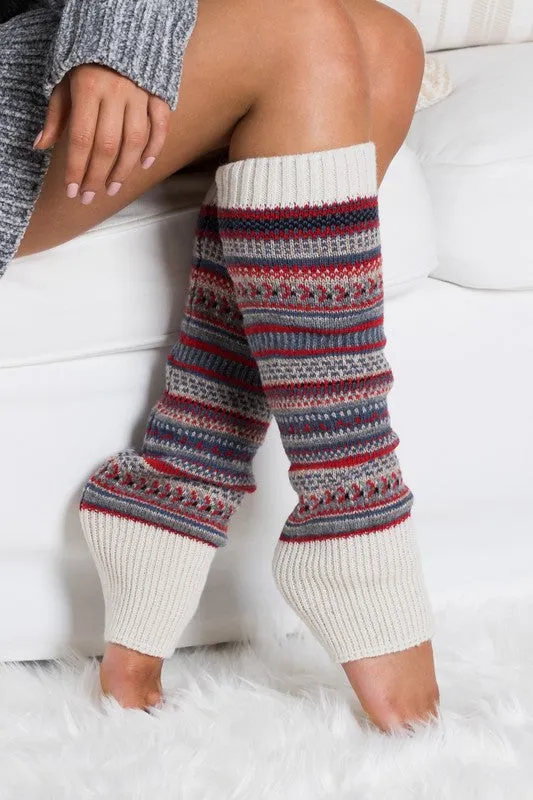 Soft Spun Acrylic Fair Isle Leg Warmers