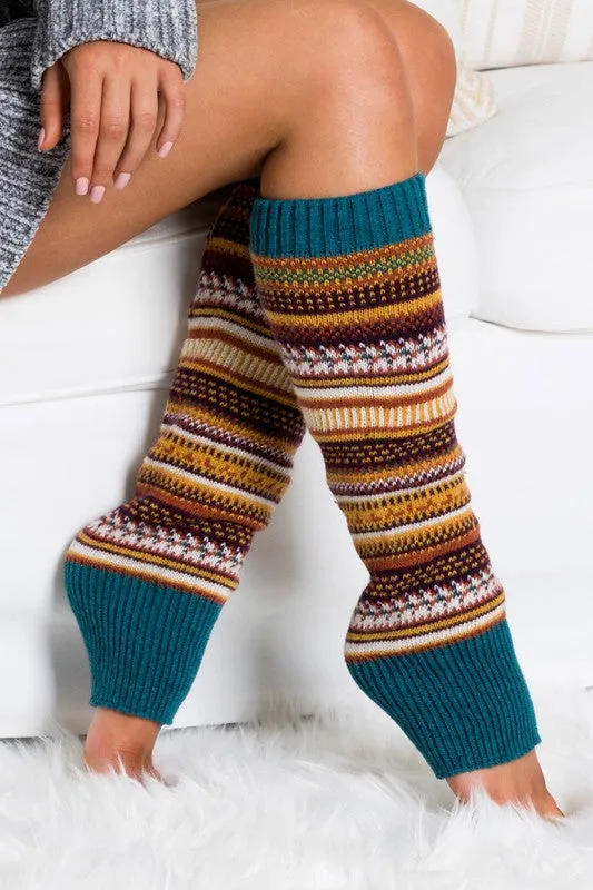 Soft Spun Acrylic Fair Isle Leg Warmers