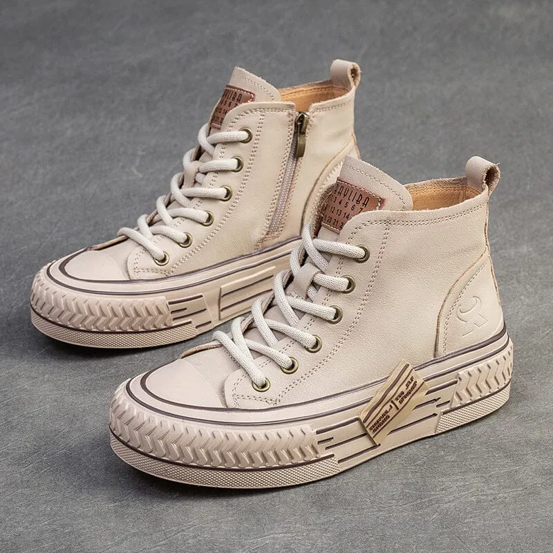 Spring Fashion Leather Casual Ankle Boots