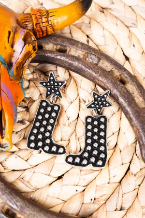Star Studded Boots Silvertone Earrings