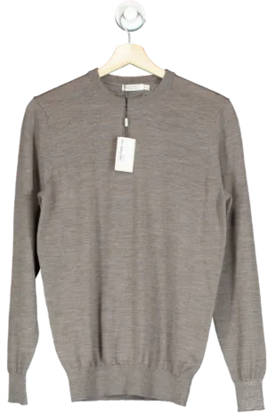 Suit Supply Taupe Merino Wool Crew Neck Sweater UK XS