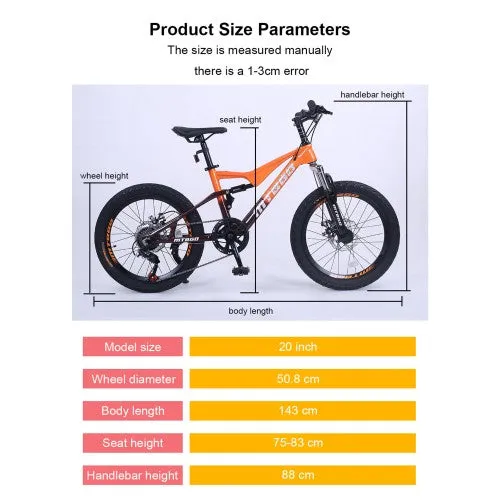Super Cool Jet Premium 7 SPEED 20 Inch Kids Bicycle | Ages 5-8 | Heavy Duty