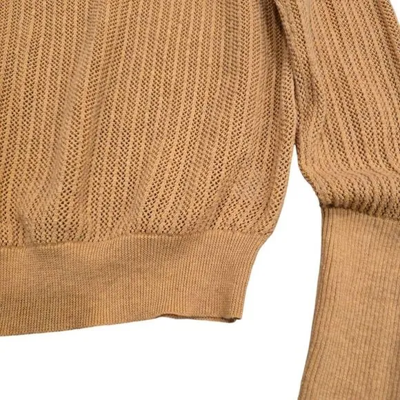 The Odells Sweater Women's Small Mustard Yellow Knit Cropped 100% Cotton Thermal