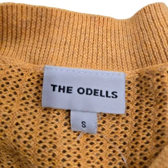 The Odells Sweater Women's Small Mustard Yellow Knit Cropped 100% Cotton Thermal