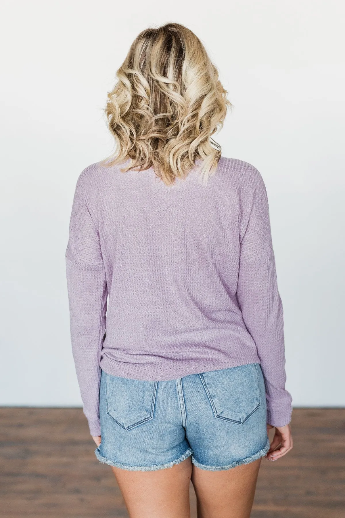 Thermal Button Knot Top- Lilac