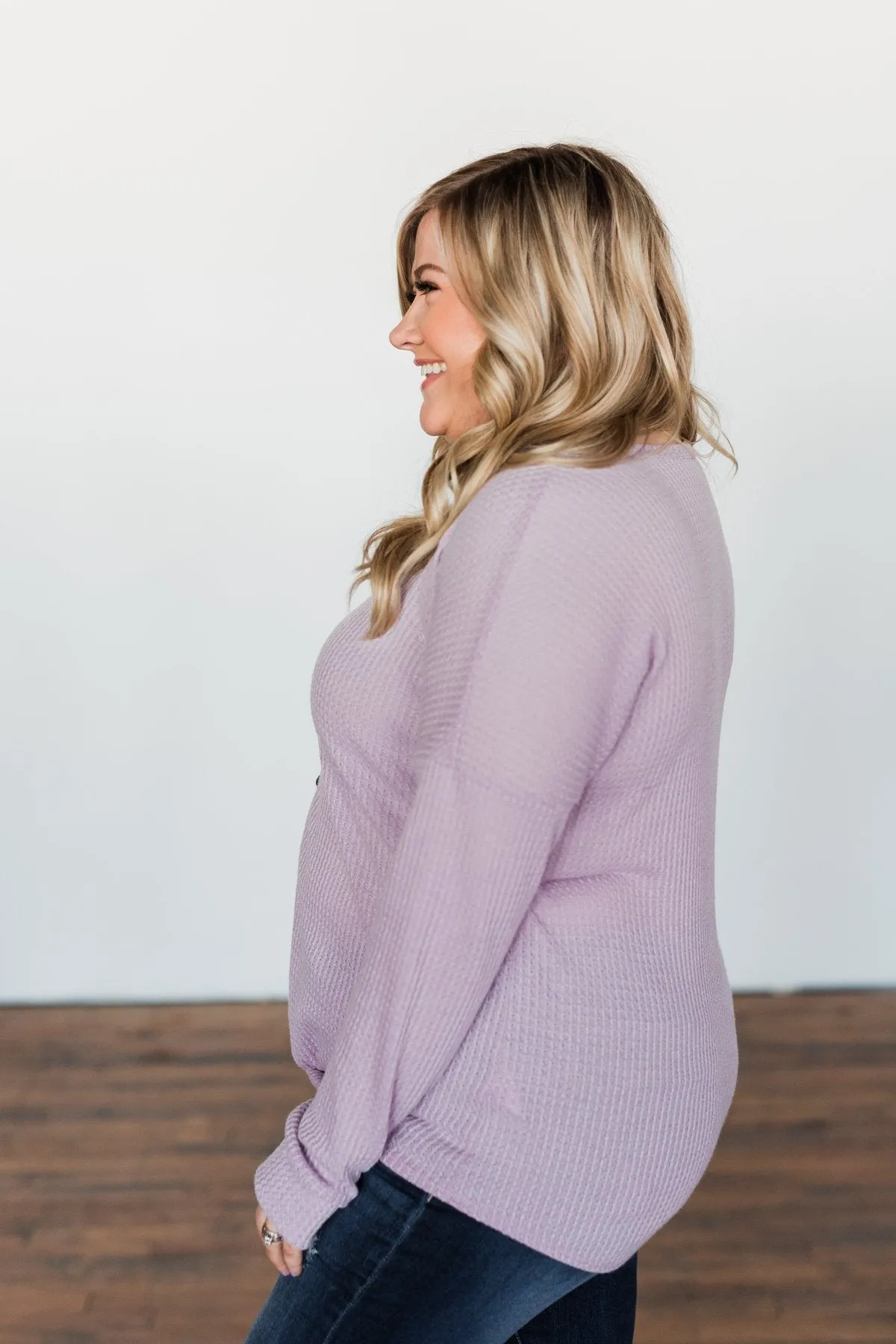 Thermal Button Knot Top- Lilac