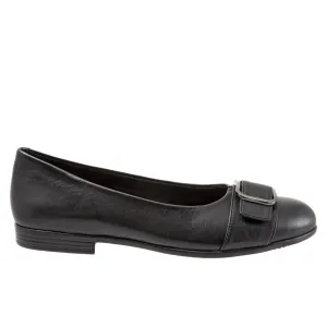 Trotters Aubrey T1850-001 Womens Black Leather Ballet Flats Shoes