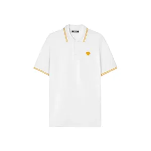 VERSACE MEDUSA SHORT-SLEEVED POLO SHIRT WHITE/GOLD