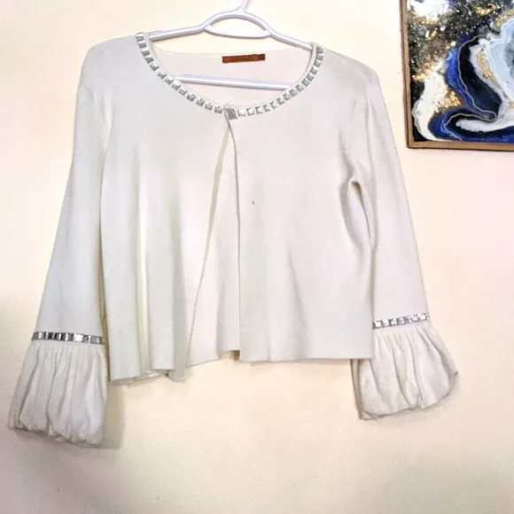Vintage Belldini Ivory Cardigan with Rhinestones