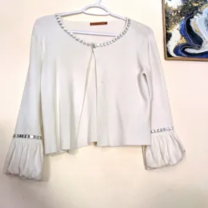 Vintage Belldini Ivory Cardigan with Rhinestones