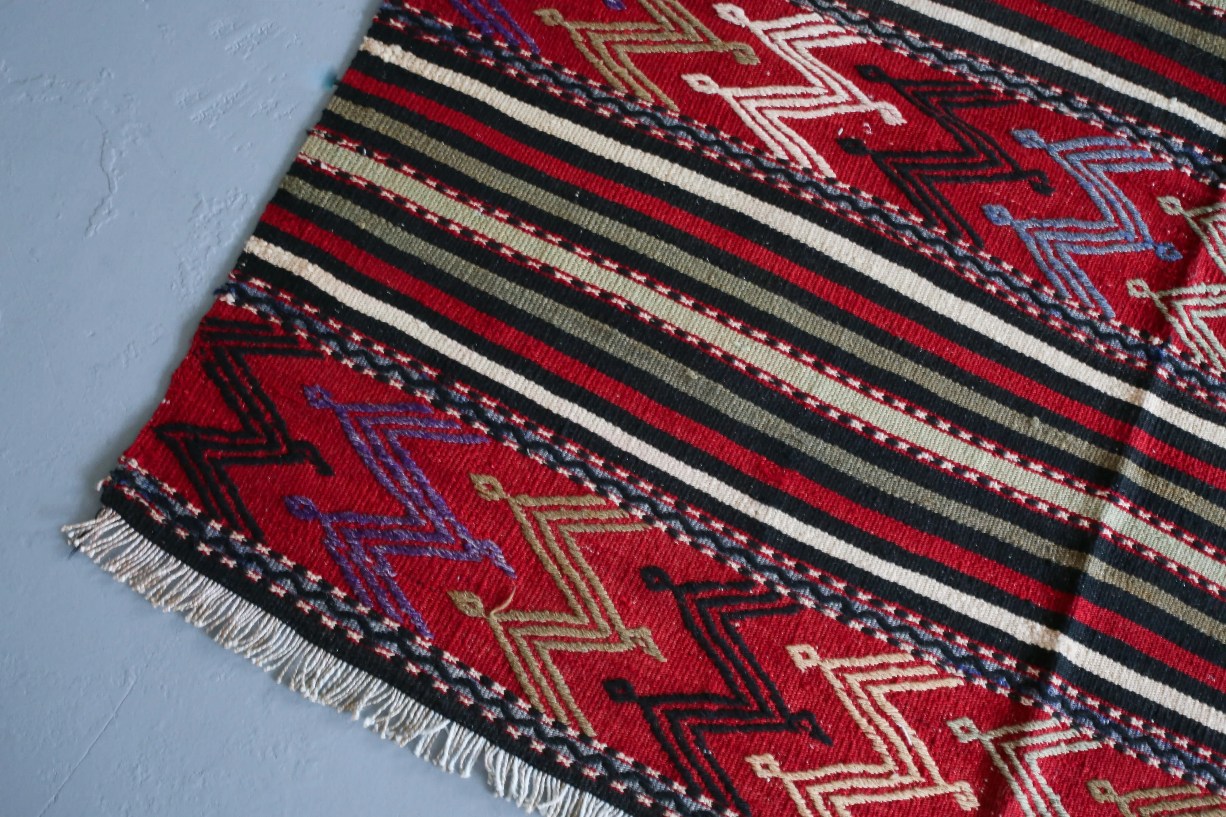 Vintage Mini Turkish Kilim Rug 4ftx4.6ft
