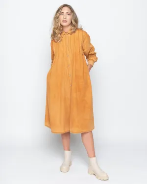 Wash Dyed Pleated Button-Up Shirtdress