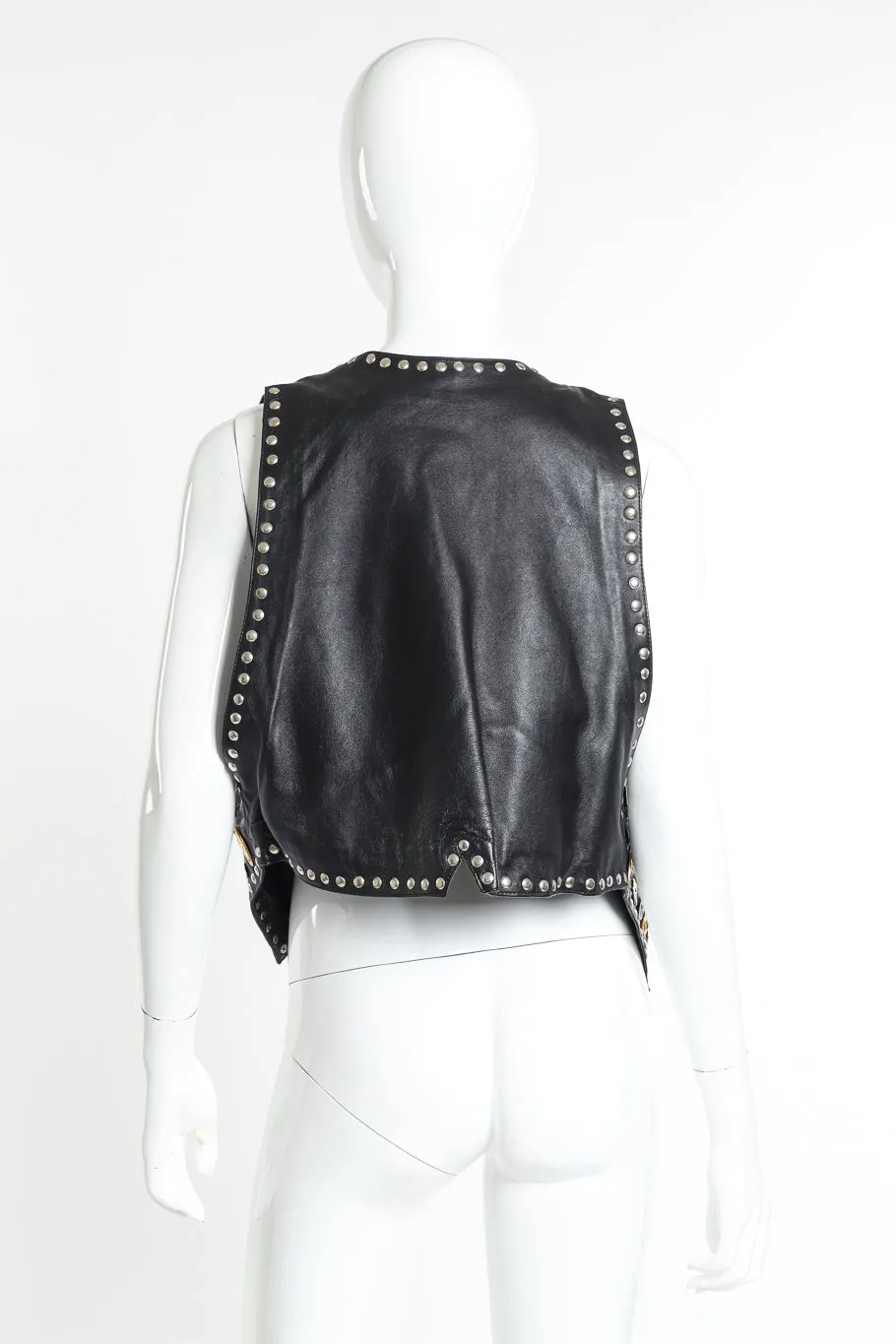 Western Motif Studded Leather Vest