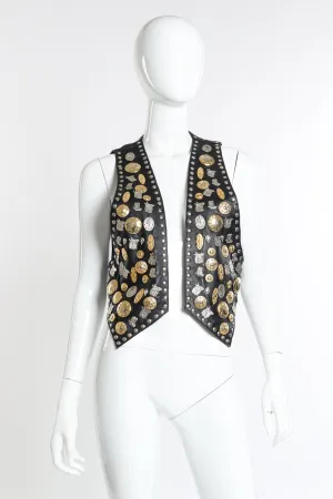 Western Motif Studded Leather Vest
