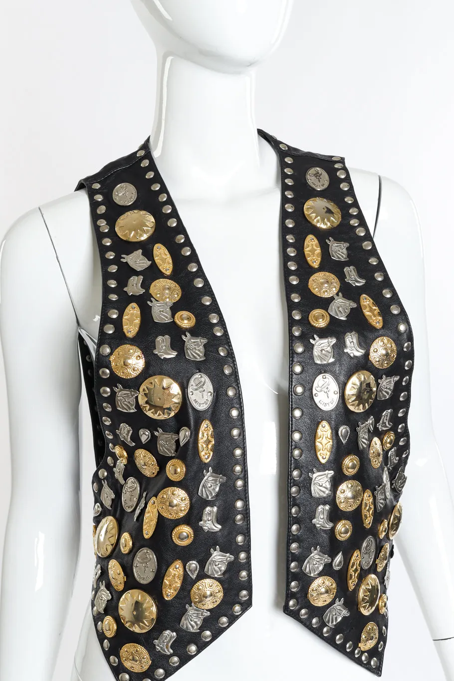Western Motif Studded Leather Vest