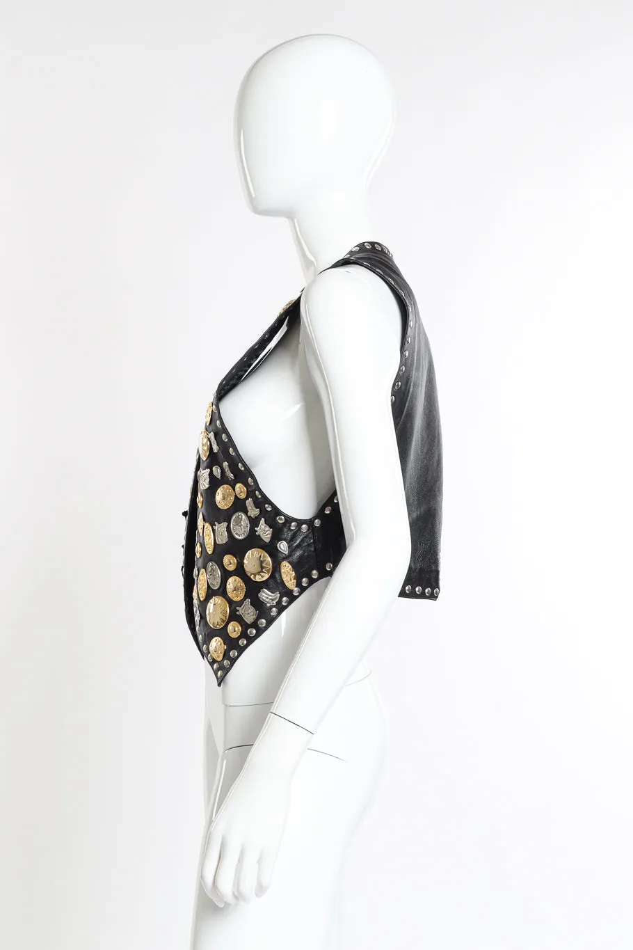 Western Motif Studded Leather Vest
