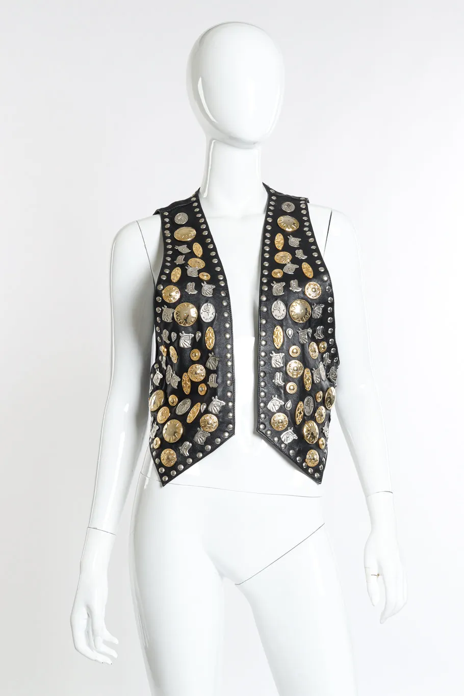 Western Motif Studded Leather Vest