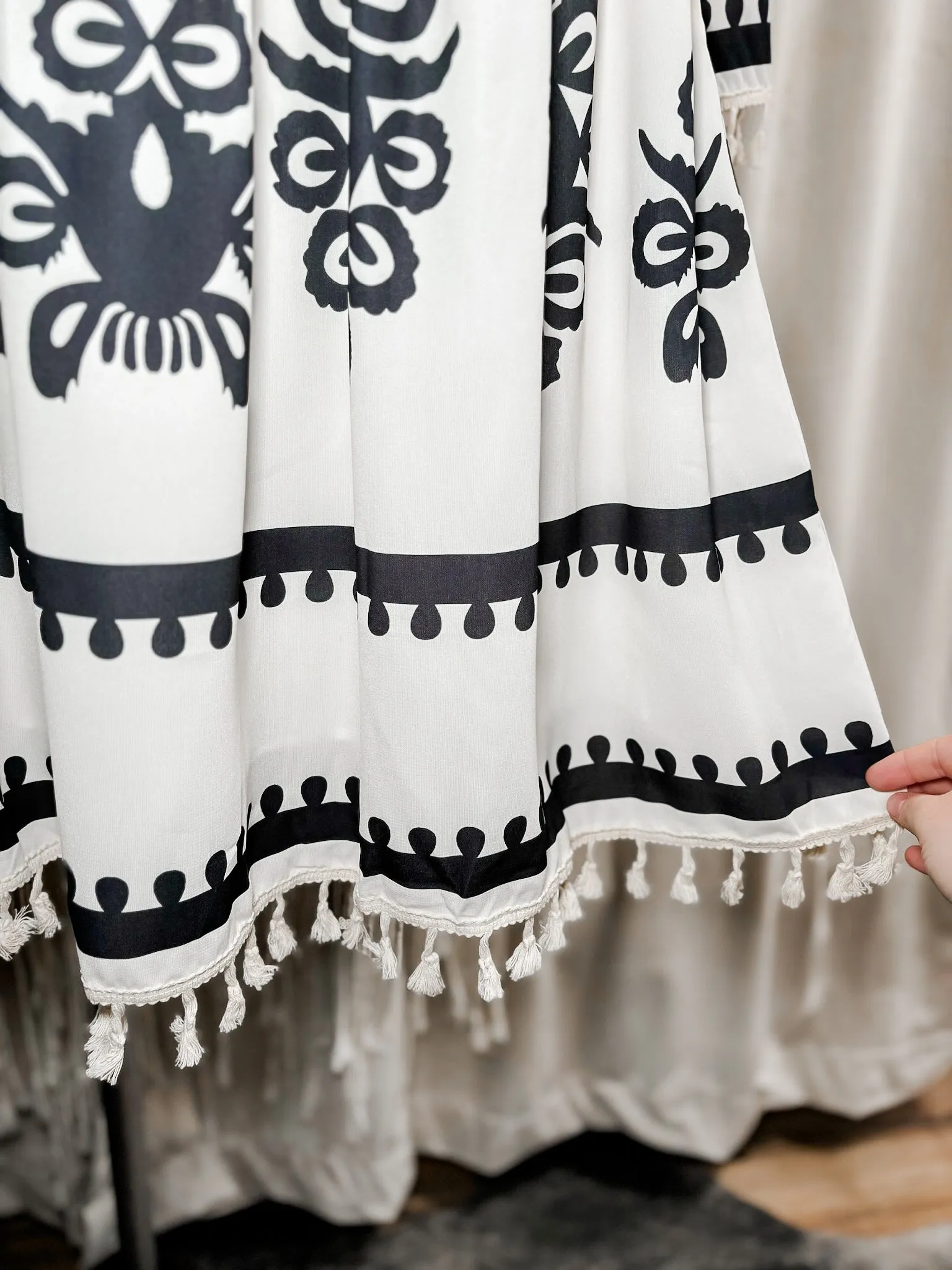 White & Black Embroidered Dress
