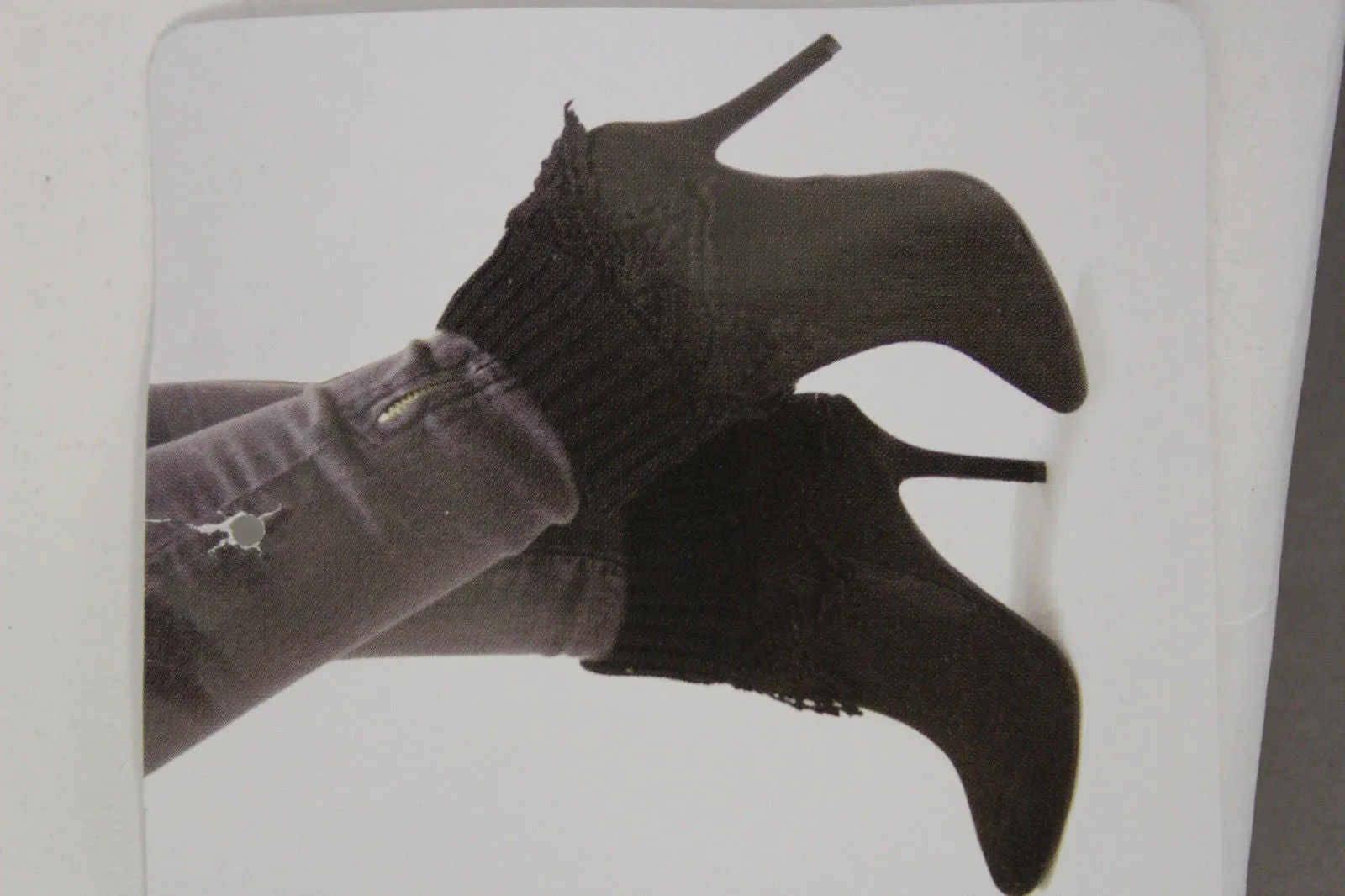 White Black Gray Pair Boots Cover Toppers Fabric Slip On Booties Warmer Knit