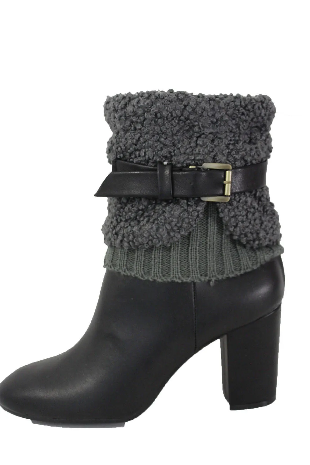 White Black Gray Pair Boots Cover Toppers Fabric Slip On Booties Warmer Knit