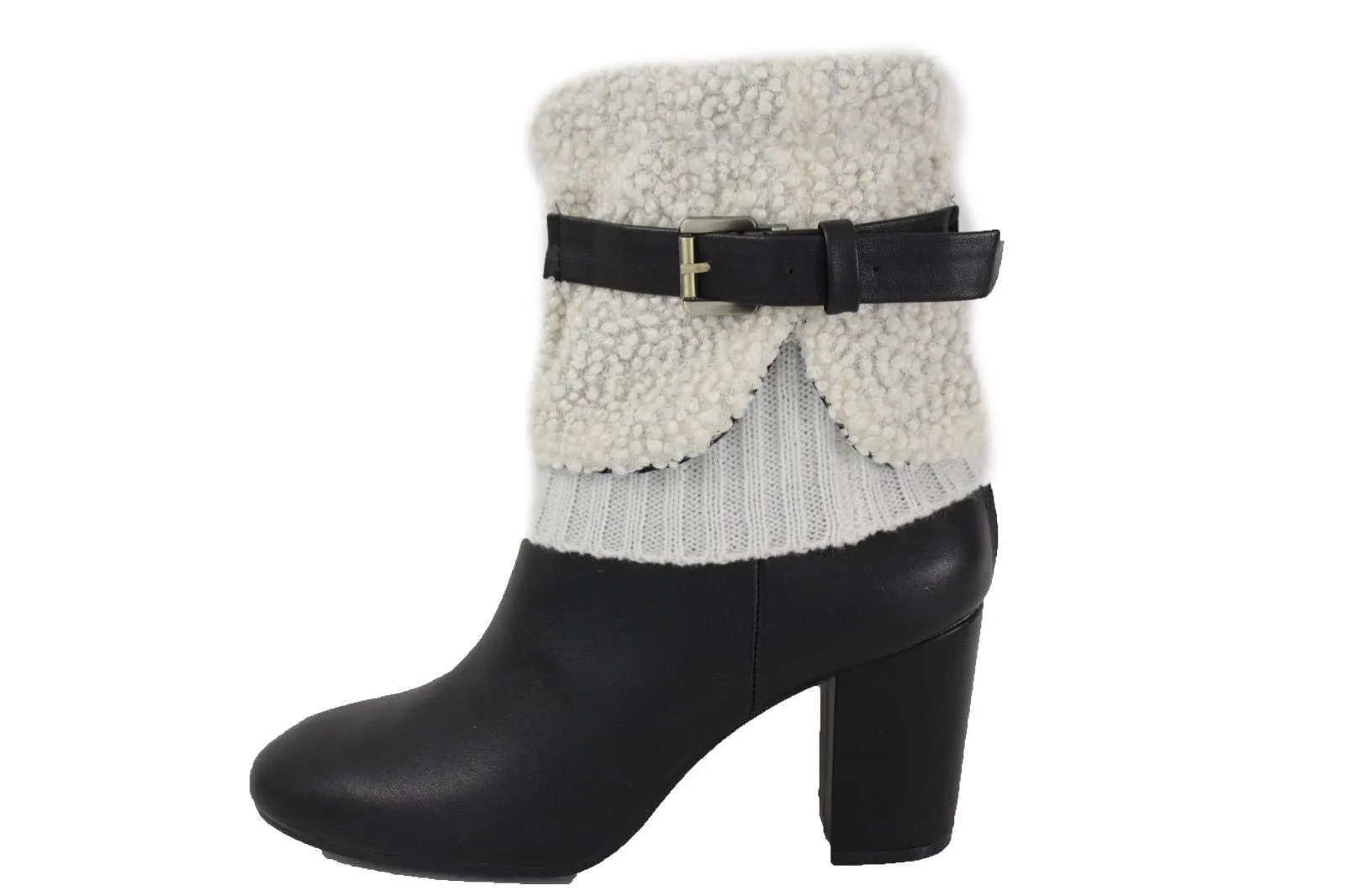 White Black Gray Pair Boots Cover Toppers Fabric Slip On Booties Warmer Knit