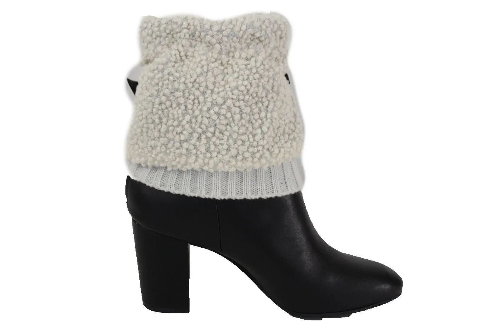 White Black Gray Pair Boots Cover Toppers Fabric Slip On Booties Warmer Knit