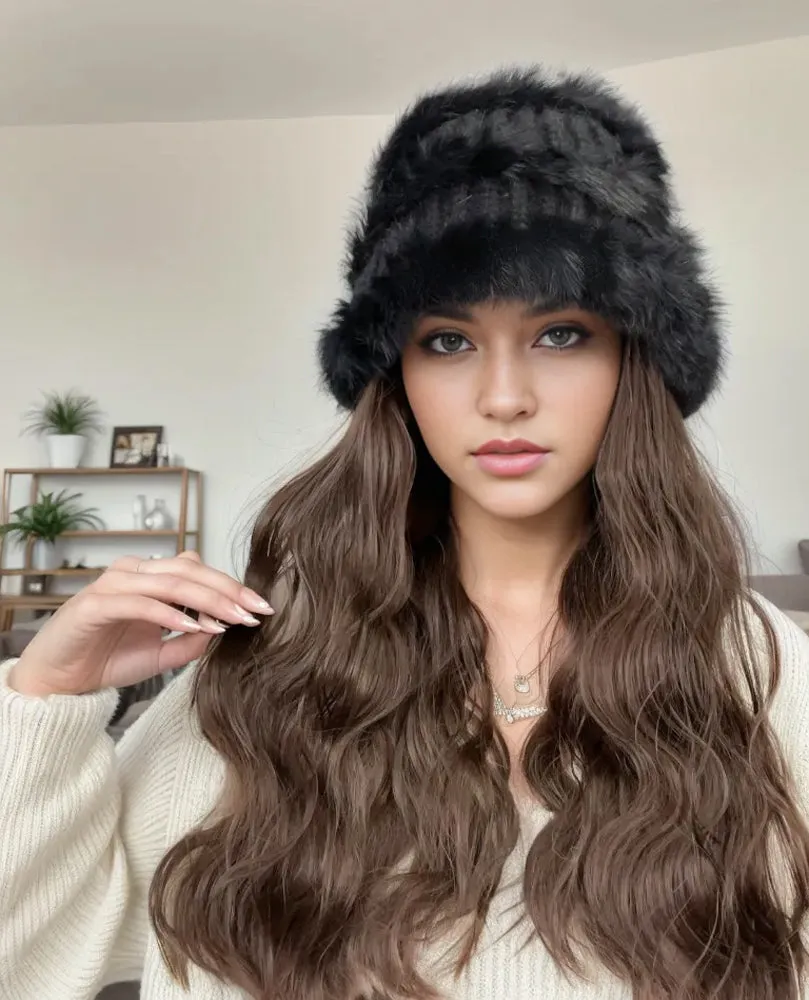 Winter Plush Thermal Wig Hat Wig