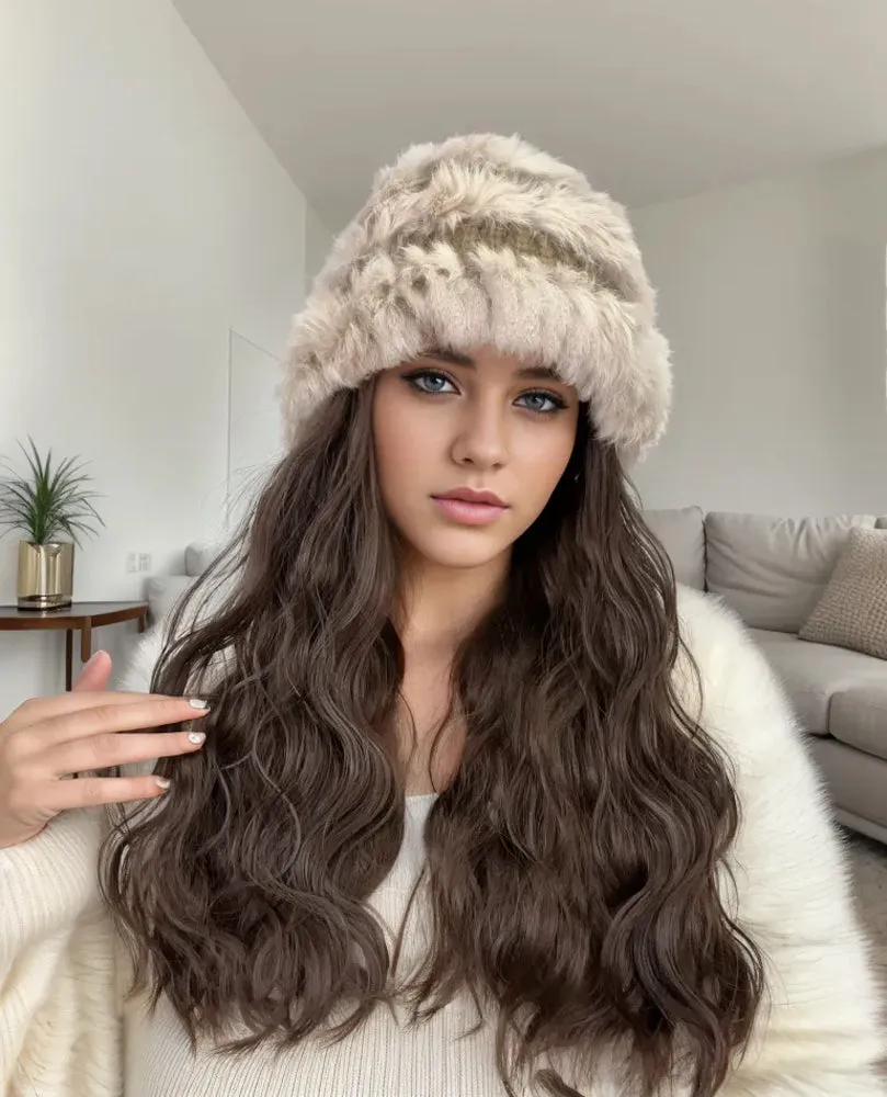 Winter Plush Thermal Wig Hat Wig