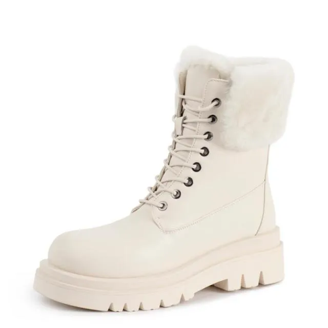 Women Half Short Boots Real Leather Winter Plush Fur Snow Boots