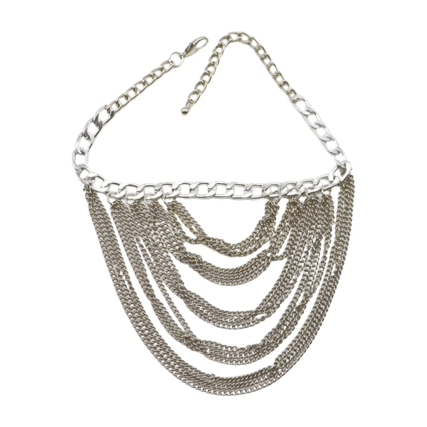Women Silver Metal Boot Chain Bracelet Shoe Anklet Multi Strands Charm