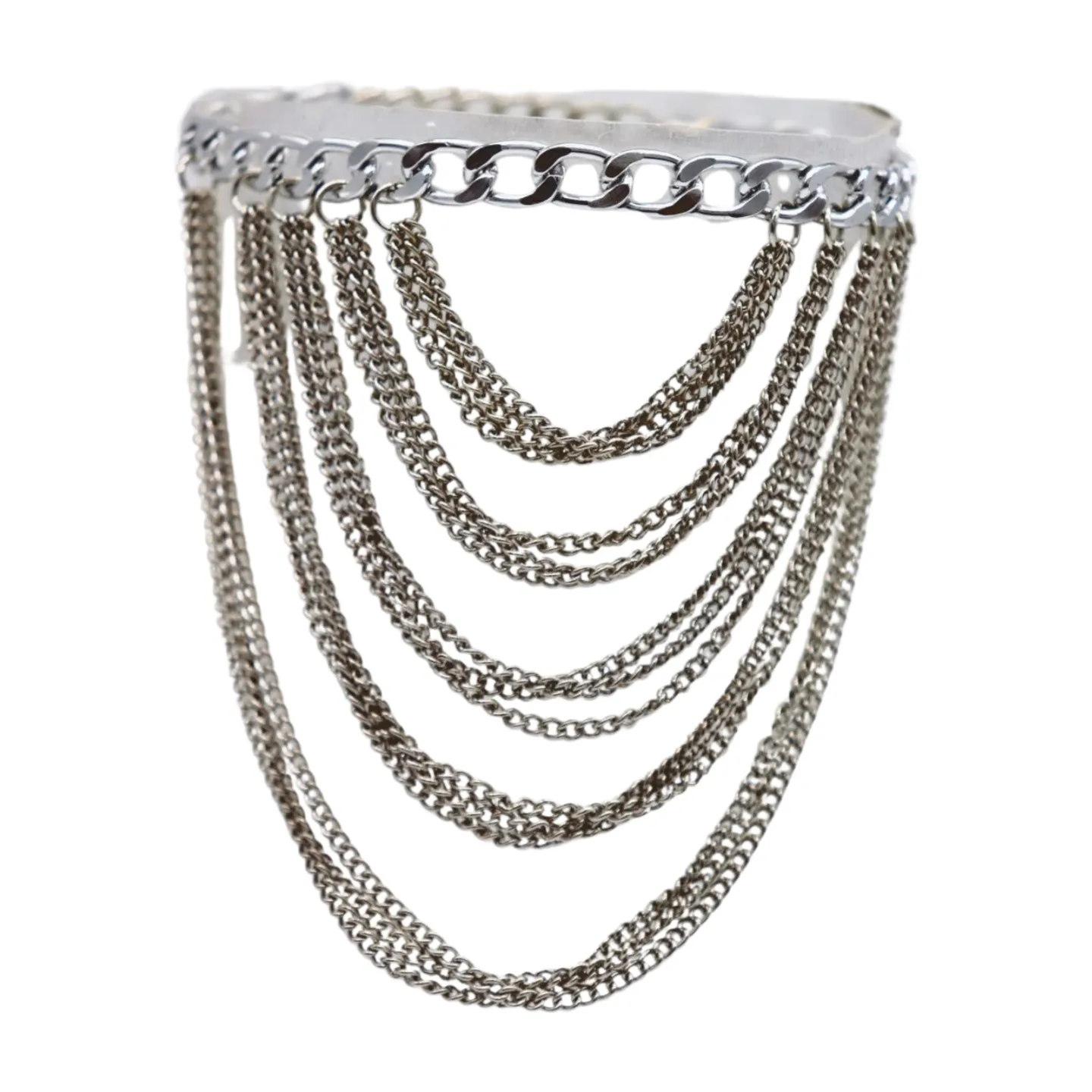 Women Silver Metal Boot Chain Bracelet Shoe Anklet Multi Strands Charm