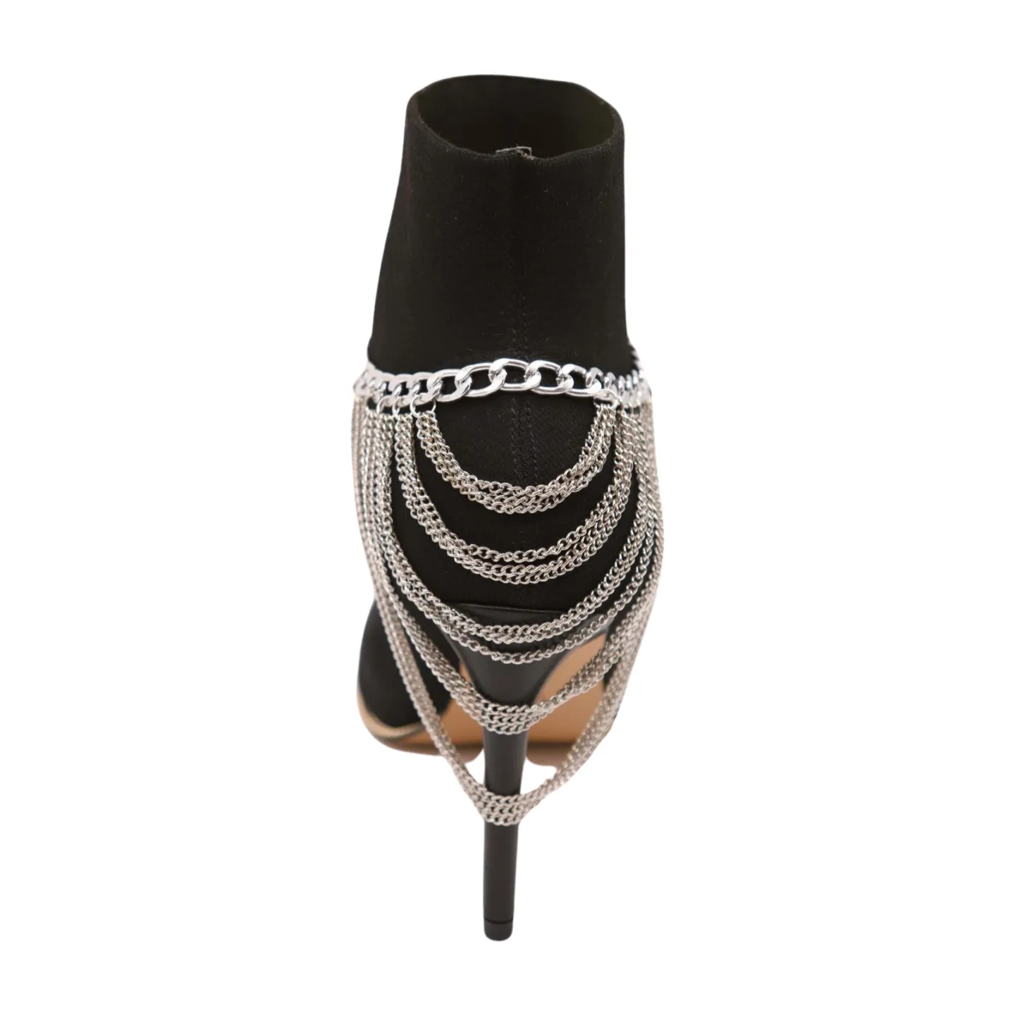 Women Silver Metal Boot Chain Bracelet Shoe Anklet Multi Strands Charm