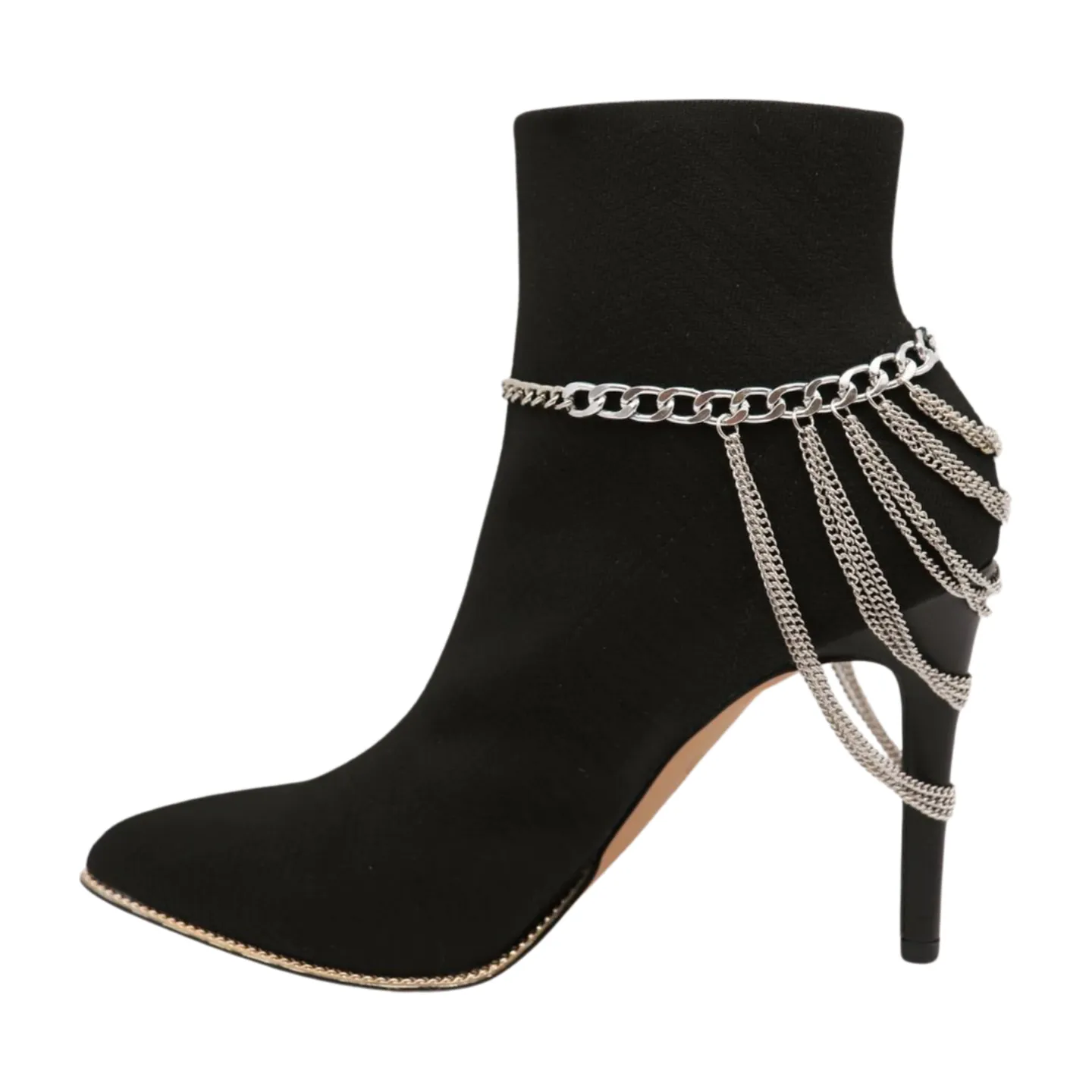 Women Silver Metal Boot Chain Bracelet Shoe Anklet Multi Strands Charm