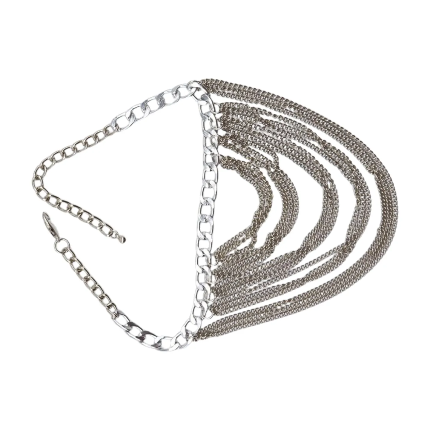 Women Silver Metal Boot Chain Bracelet Shoe Anklet Multi Strands Charm