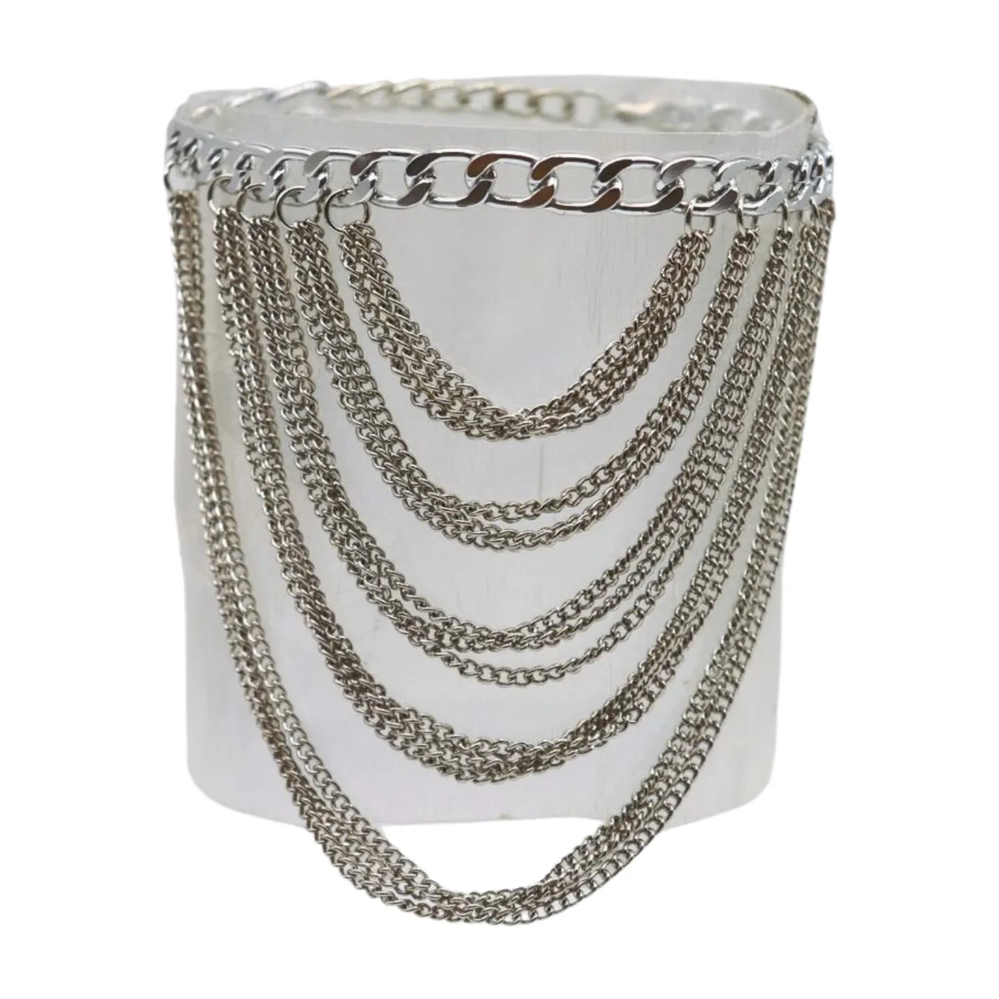 Women Silver Metal Boot Chain Bracelet Shoe Anklet Multi Strands Charm