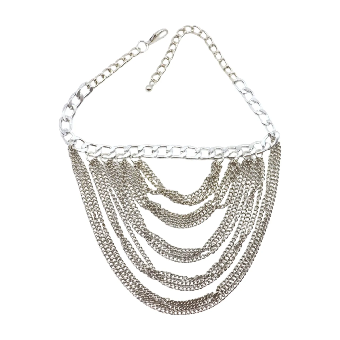 Women Silver Metal Boot Chain Bracelet Shoe Anklet Multi Strands Charm