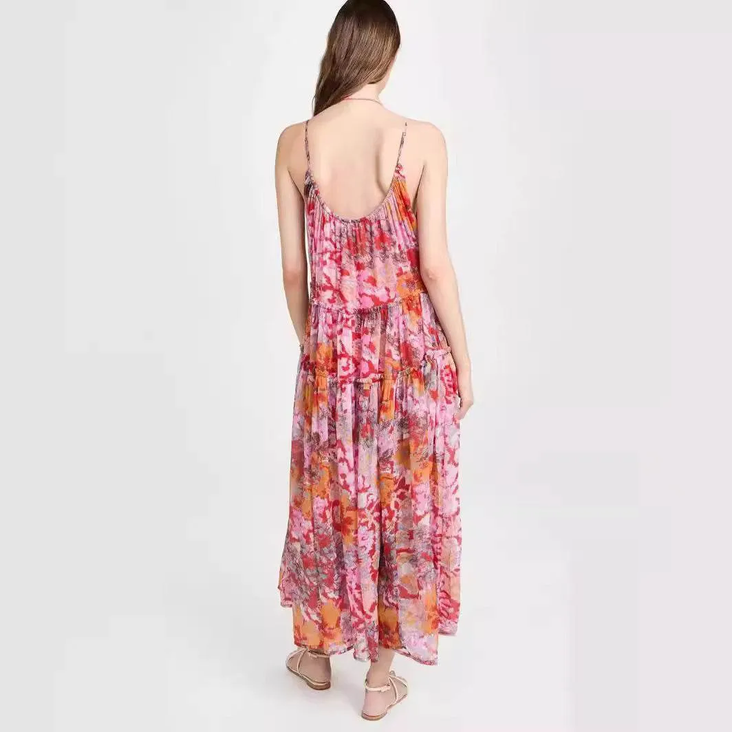 Women's Elegant Chiffon Printing Slip Dress