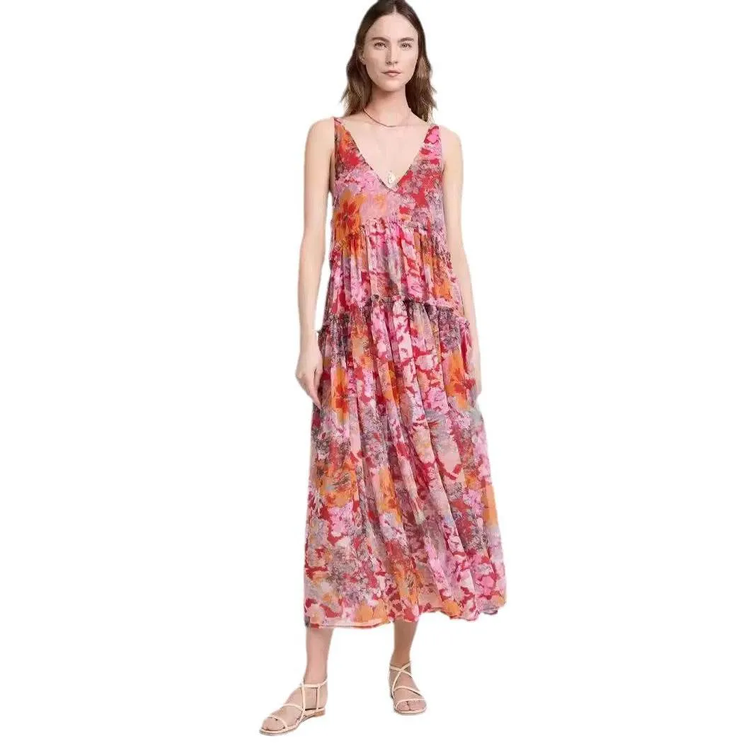 Women's Elegant Chiffon Printing Slip Dress
