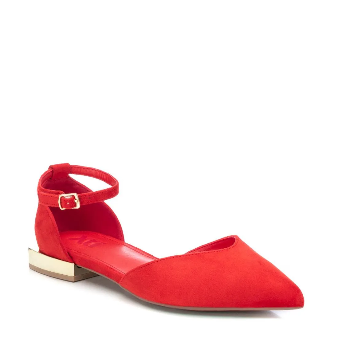 Women's Suede Pointy Toe Ballet Flats By XTI_141426_Red